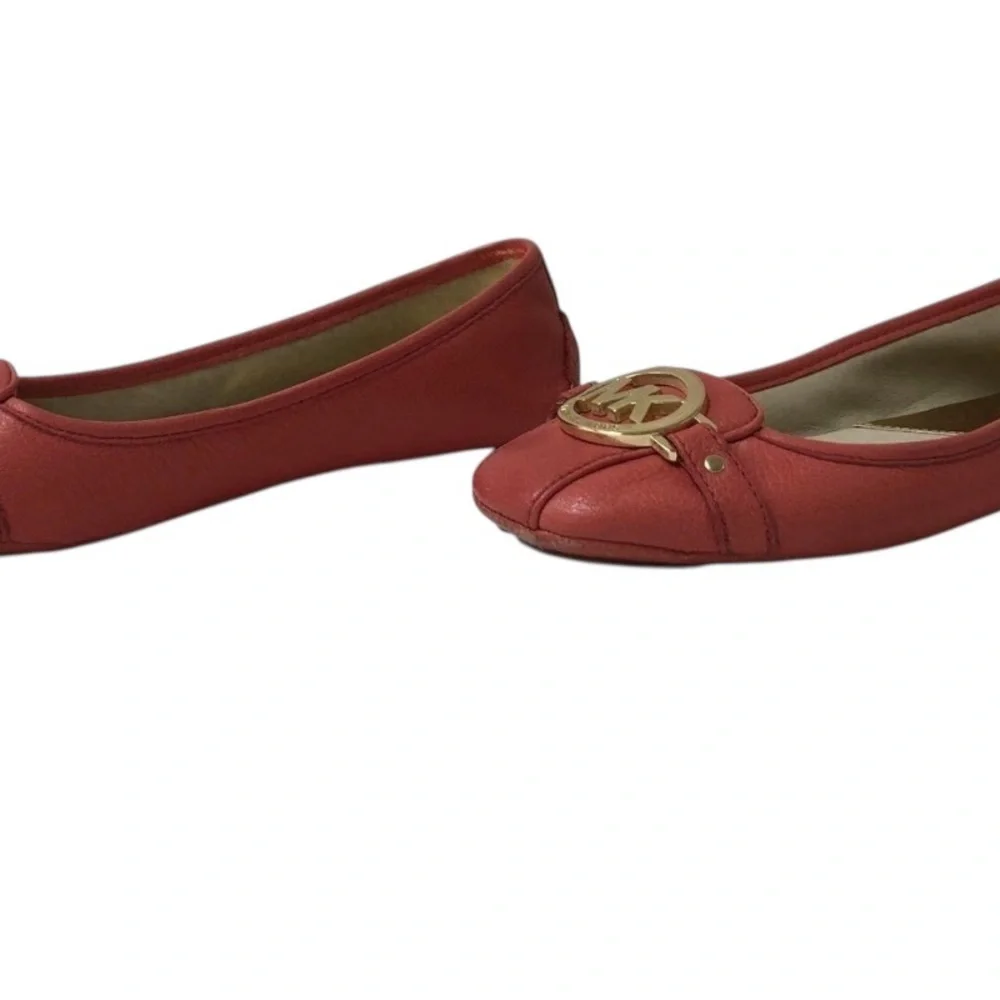 Michael Kors Red Leather MK Logo Ballet Flats - Picture 2 of 8